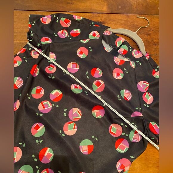 Retro Stylish Black and Pink Patterned Vintage Top Size Small - Picture 3 of 4